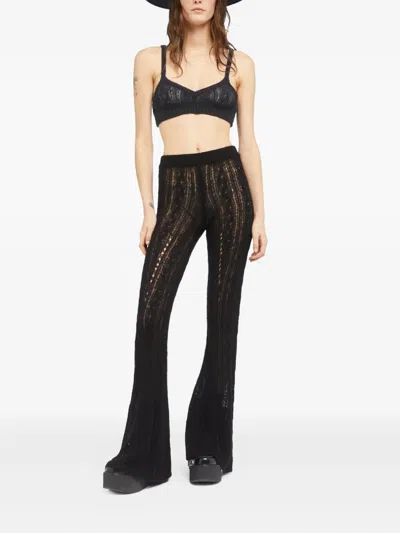 Alanui Desert Drift Open-knit Wool Top In Black