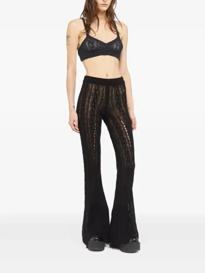 Alanui Desert Drift Open-knit Wool Top In Black