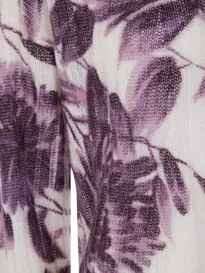 Twinset Twin-set Cropped Sweater With Floral Pattern And Textured Finish In White