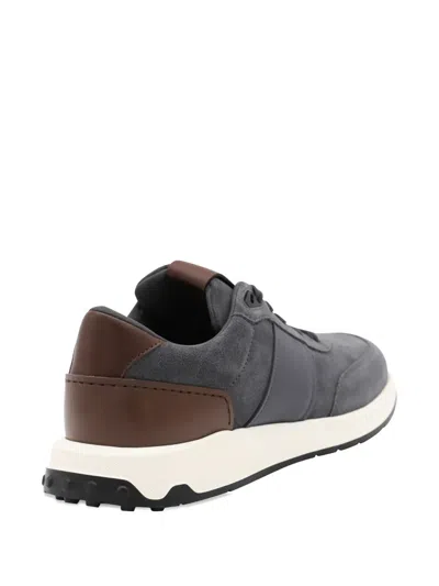 Tod's Suede Leather Sneakers In Gray