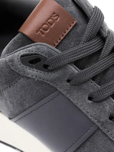 Tod's Suede Leather Sneakers In Gray