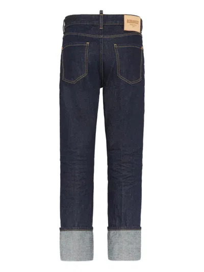 Dsquared2 Logo Patch Straight-leg Jeans In Blue