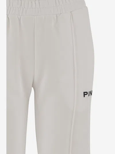 Pinko Logo Embroidered Track Pants In White