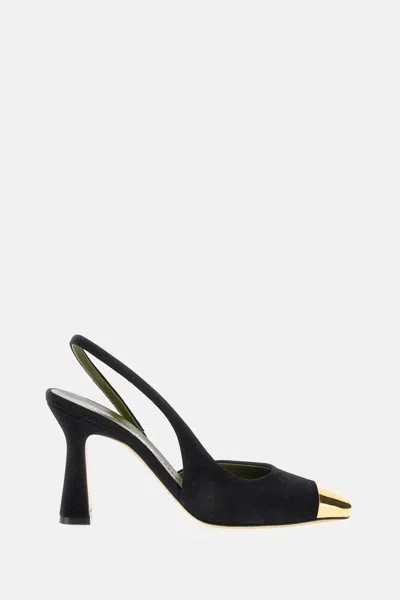 Maria Luca Eleonora Leather Metal-toe Slingback Pumps In Black