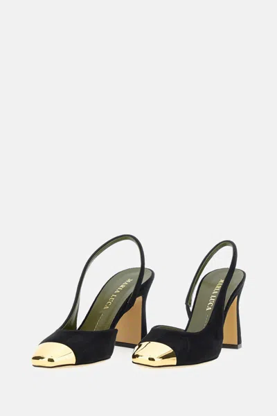 Maria Luca Eleonora Leather Metal-toe Slingback Pumps In Black