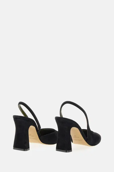 Maria Luca Eleonora Leather Metal-toe Slingback Pumps In Black