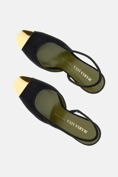 Maria Luca Eleonora Leather Metal-toe Slingback Pumps In Black