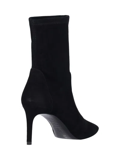 Stuart Weitzman Black Ankle Boots With Stiletto Heel And Zip Closure On The Side In Suede Woman In Black