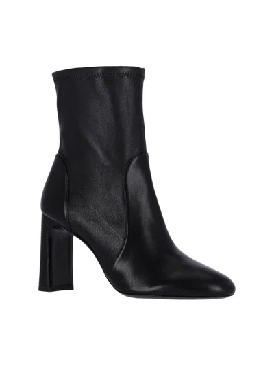 Stuart Weitzman Babette Leather Booties In Black