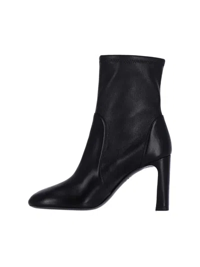 Stuart Weitzman Babette Leather Booties In Black