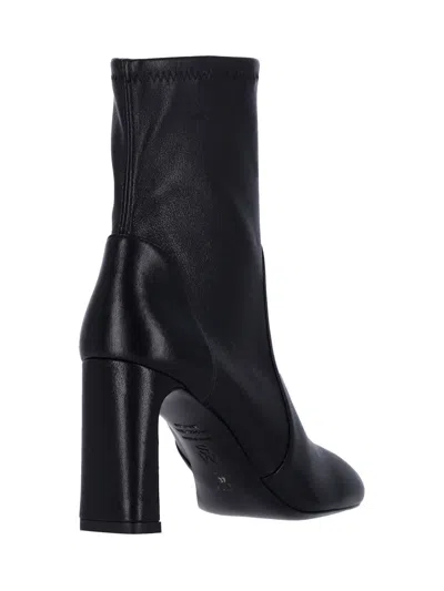 Stuart Weitzman Babette Leather Booties In Black