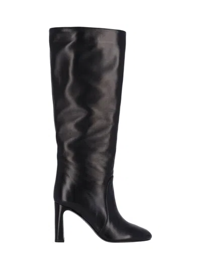 Stuart Weitzman Babette Leather Tube Boot In Black