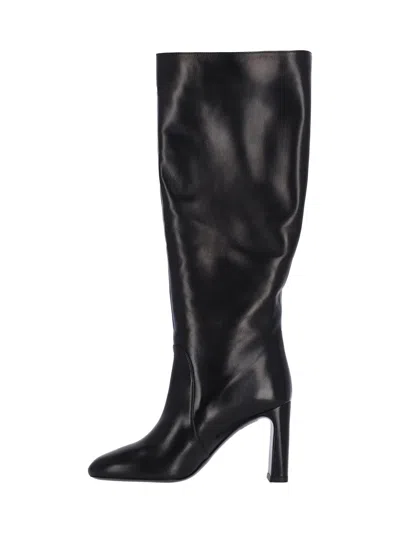 Stuart Weitzman Babette Leather Tube Boot In Black