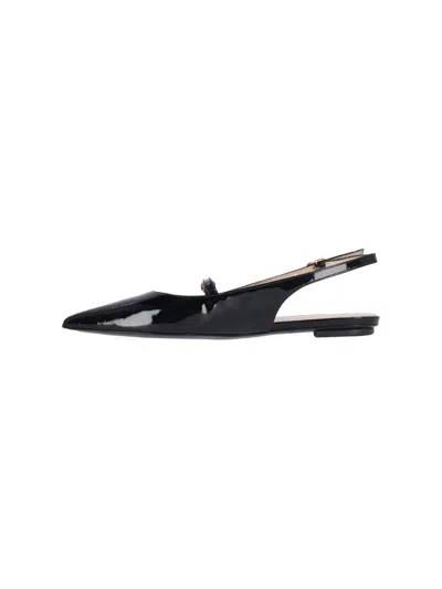 Stuart Weitzman Emilia Patent Mary Jane Slingback Ballerina Flats In Black