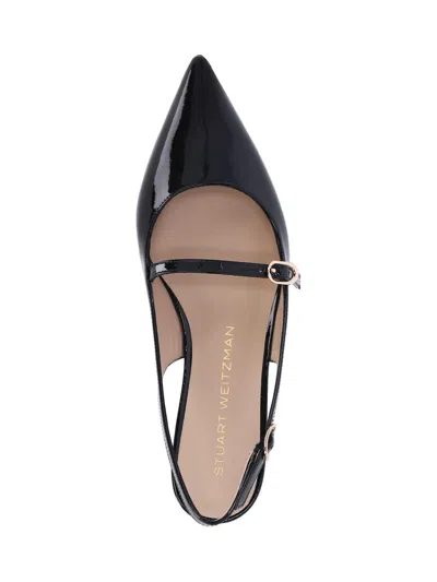 Stuart Weitzman Emilia Patent Mary Jane Slingback Ballerina Flats In Black