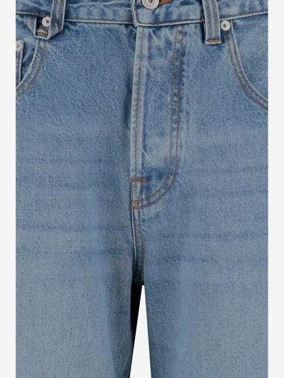 Jacquemus High-waisted Wide-leg Denim Pants With Signature Detail In Blue