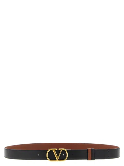 Valentino Garavani Brown Leather Vlogo Signature Reversible Belt