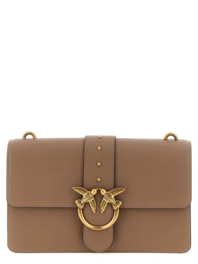 Pinko Love Leather Crossbody Bag In Brown