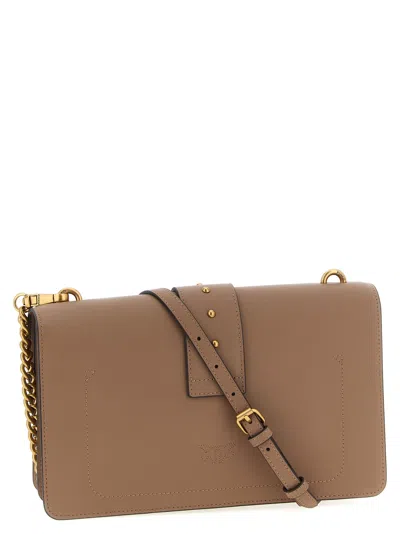 Pinko Love Leather Crossbody Bag In Brown