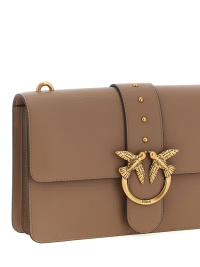 Pinko Love Leather Crossbody Bag In Brown