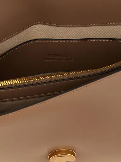 Pinko Love Leather Crossbody Bag In Brown