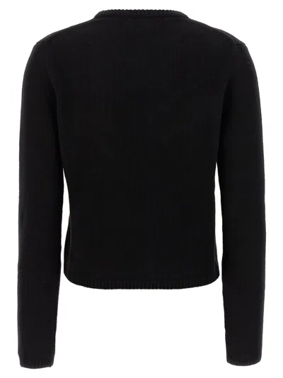 Moncler Cropped Sweater With Contrasting Embroidered Logo In Black