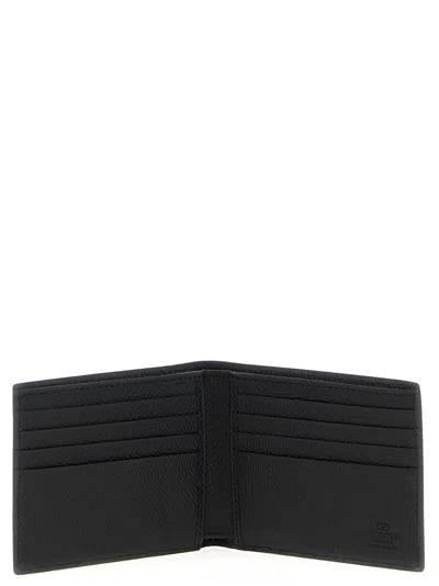 Valentino Garavani Textured Leather Wallet With Subtle Logo Detail In Black