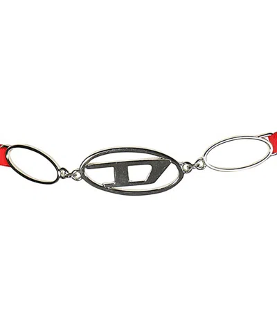Diesel Logo-plaque Side-ring Bikini Bottom In Red
