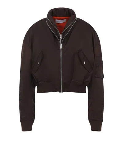 Givenchy Cropped Flap Pocket Jackets With High Collar In Brown