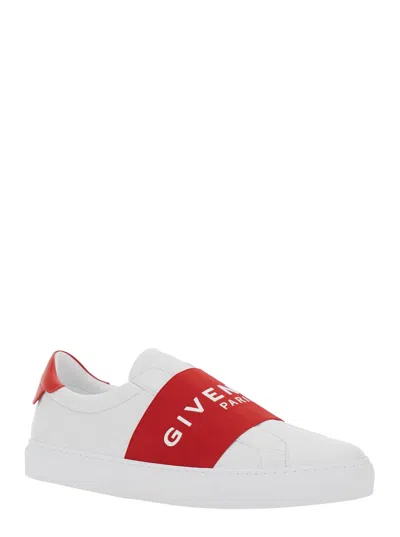 Givenchy Urban White Low Top Sneakers With Contrasting Band With Logo Lettering In Leather Man