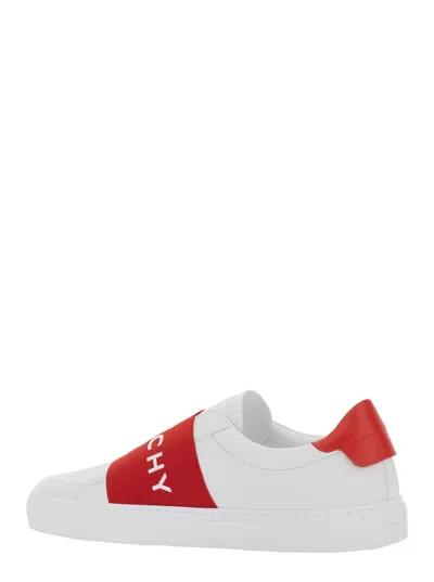 Givenchy Urban White Low Top Sneakers With Contrasting Band With Logo Lettering In Leather Man