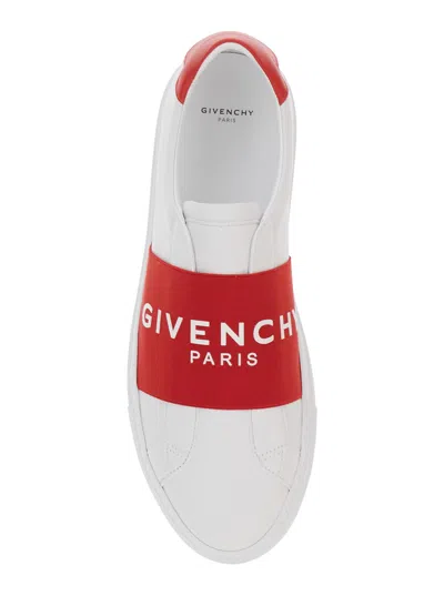 Givenchy Urban White Low Top Sneakers With Contrasting Band With Logo Lettering In Leather Man