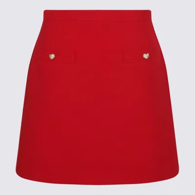 Valentino High Waist Skirt Heart-shaped Buttons In Red