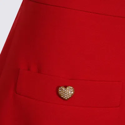 Valentino High Waist Skirt Heart-shaped Buttons In Red