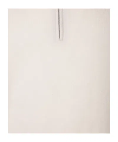 Brunello Cucinelli White Turtleneck Sweater With Zip