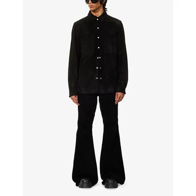 Rick Owens Black Wool Flannel Shirt In Black