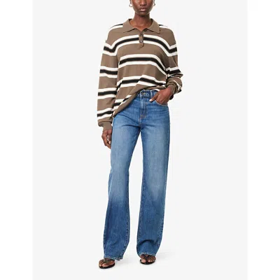 7 For All Mankind Womens Street Wise Twisted Lotta Studs Wide-leg Denim Jeans In Blue