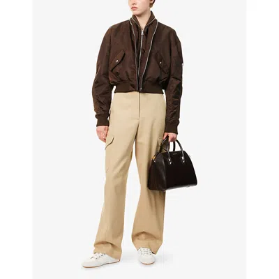 Givenchy Cropped Flap Pocket Jackets With High Collar In Brown