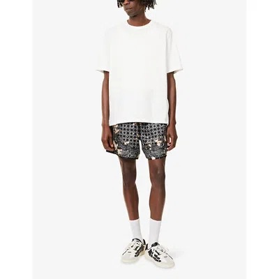 Amiri Bleach Bandana Silk Shorts In Black