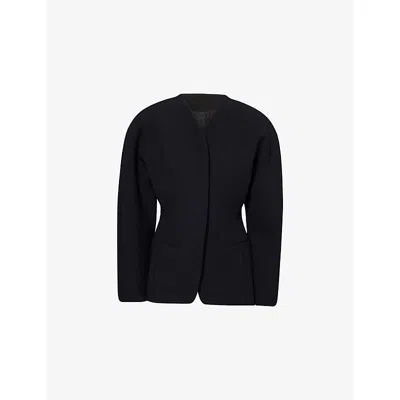 Jacquemus La Veste Ovalo Cady Collarless Jacket In Black