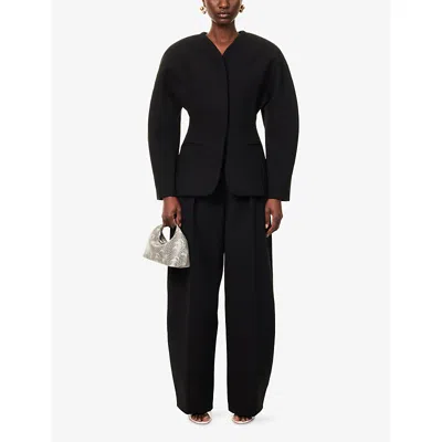 Jacquemus La Veste Ovalo Cady Collarless Jacket In Black