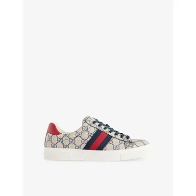 Gucci Ace Monogram Canvas Low-top Sneakers In Multi