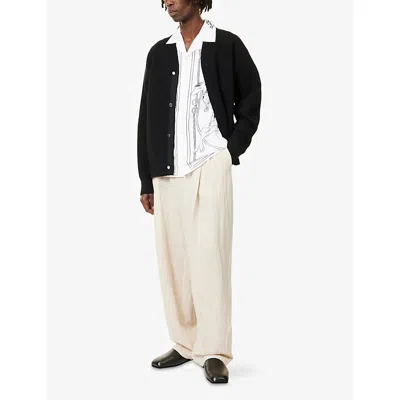 Jacquemus Men Black V-neck Cardigan With J Logo On The Back In Wool Man