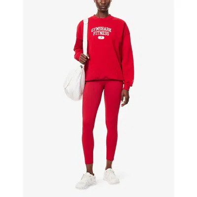 Gymshark Womens Red Varsity Graphic Cotton-blend Sweatshirt In Red