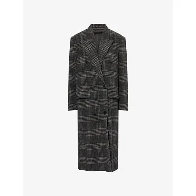 Isabel Marant Étoile Double-breasted Grey Plaid Coat With Structured Silhouette In Gray