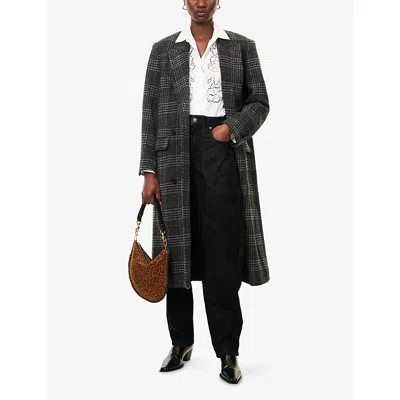 Isabel Marant Étoile Double-breasted Grey Plaid Coat With Structured Silhouette In Gray