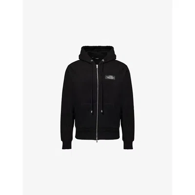 Amiri Black Zip-up Hoodie With Drawstring Hood And Kangaroo Pocket In Black