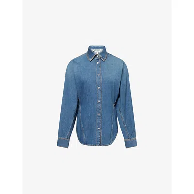 Alaïa Alaia Rounded Blue Denim Shirt Women In Blue