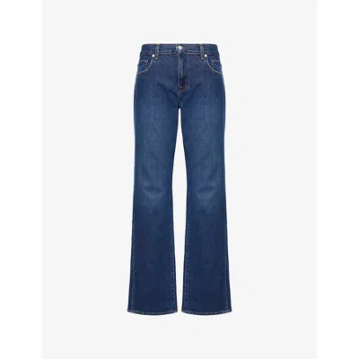 7 For All Mankind Womens Radar Tess Straight-leg High-rise Denim Trousers In Blue
