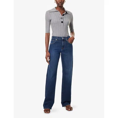7 For All Mankind Womens Radar Tess Straight-leg High-rise Denim Trousers In Blue
